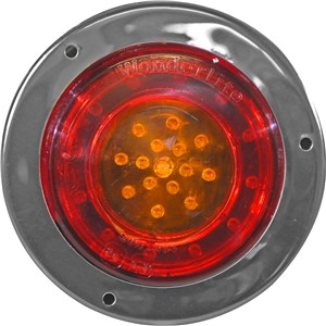 TAILLIGHT TRUCK LED COMBO RED AMBER WONDERLITE WITH METAL FLANGE