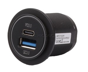 USB &amp; TYPE-C QUICK CHARGER DOUBLE 12-24V RECESSED