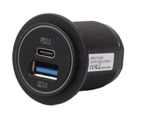 USB &amp; TYPE-C QUICK CHARGER DOUBLE 12-24V RECESSED